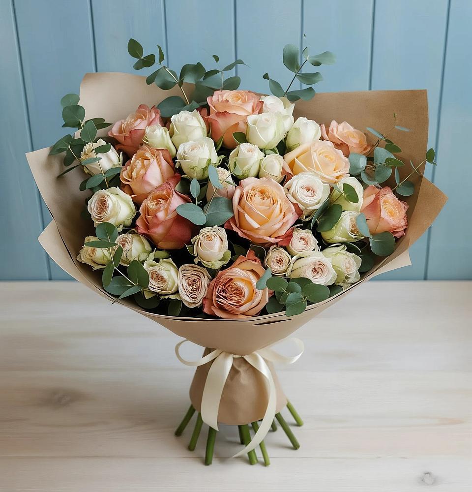 Букет цветов из: Альстромерии и Розы в Кировский