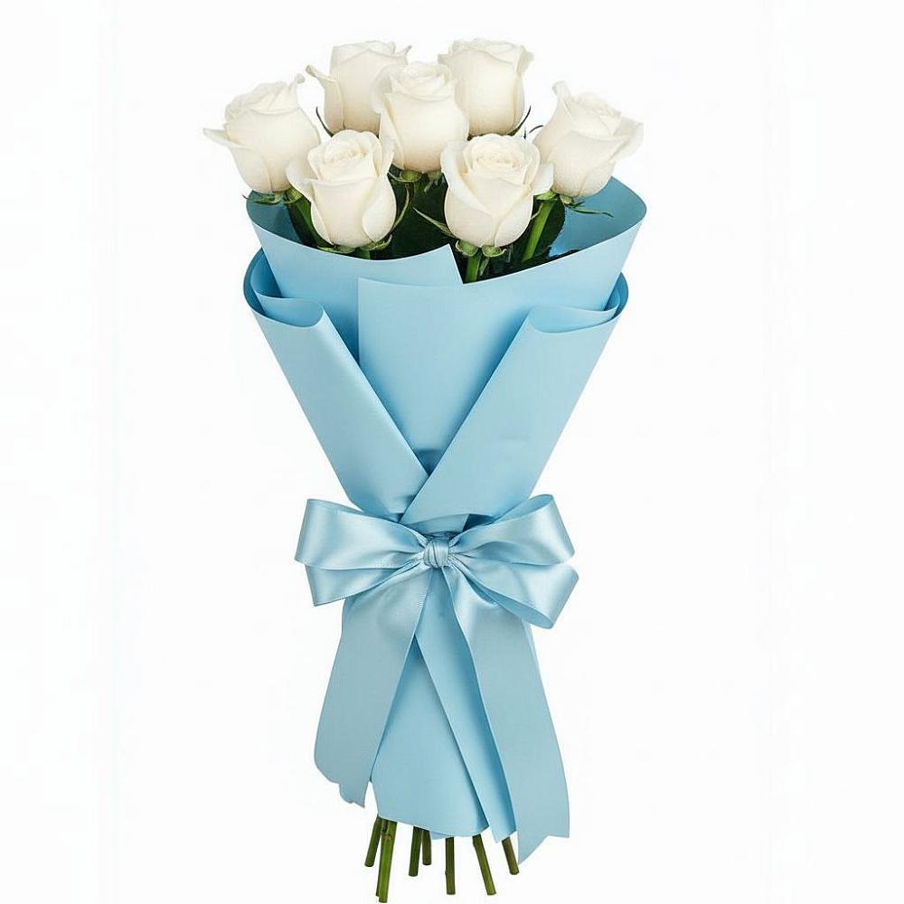 Букет 7 белых роз Проуд в Кировский