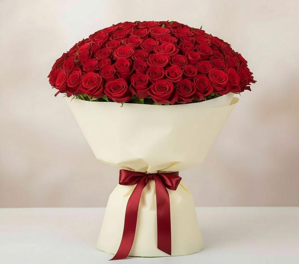 Букет 101 Красная роза Милано в Кировский
