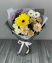 Букет цветов из:  Розы, Герберы и Хризантемы #REPLACE_PRED# Кировский