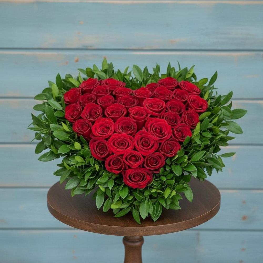 Цветочная композиция из Розы в виде сердца в Кировский