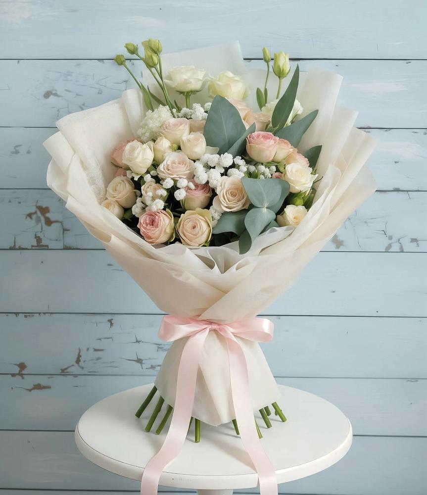 Букет цветов из: Розы и Лизиантусы в Кировский