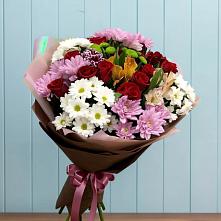 Букет цветов из:  Розы, Хризантемы и Альстромерии #REPLACE_PRED# Кировский