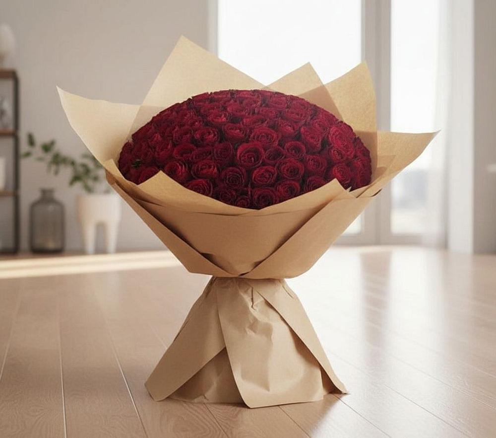 Букет 101 Красная роза в Кировский