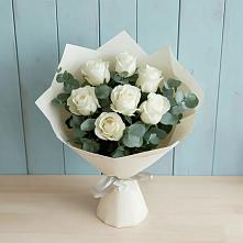 Букет Белые розы в Эвкалипте #REPLACE_PRED# Кировский